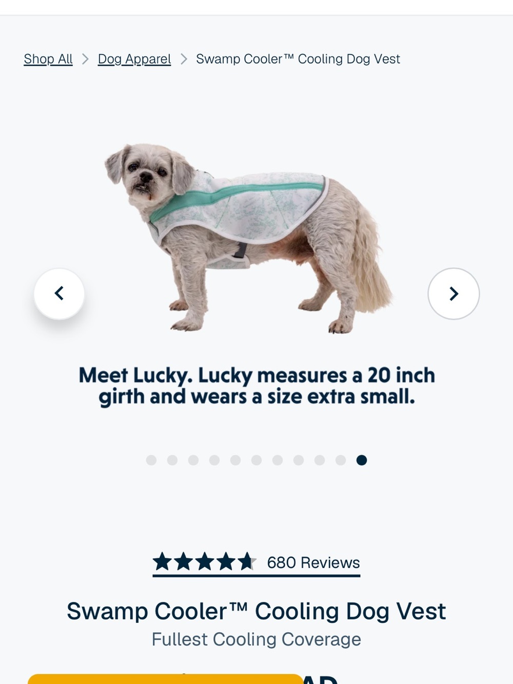 NWT. RuffWear Swamp Cooler Cooling Dog Vest in Sage Green. Size XXS.
